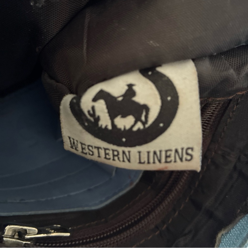 Western Linens-HairOnHide Fringe Crossbody Powder Blue Homestead Coastal Cowgirl - Picture 5 of 14